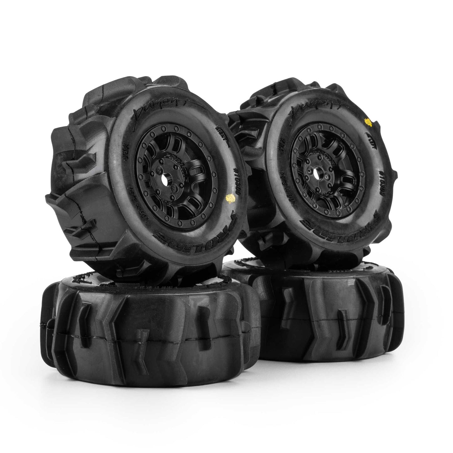 Pro-Line Racing PRO1030911 1:16 Dumont Paddle Tires Mounted 12mm Black Split Six