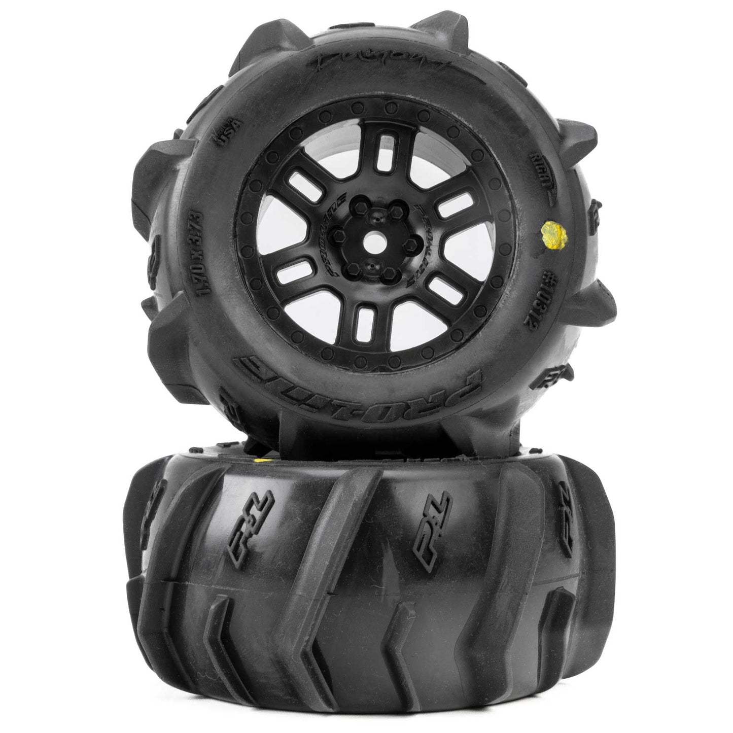 Pro-Line Racing PRO1031210 1:16 Dumont Paddle Tires Mounted 12mm Black Split Six