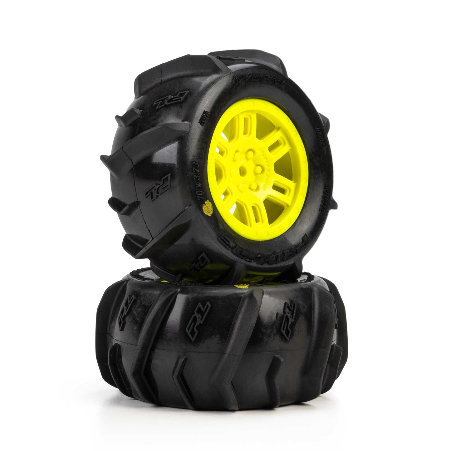 Pro-Line Racing PRO1031212 1:16 Dumont Paddle Tire Mounted 12mm Yellow Split Six