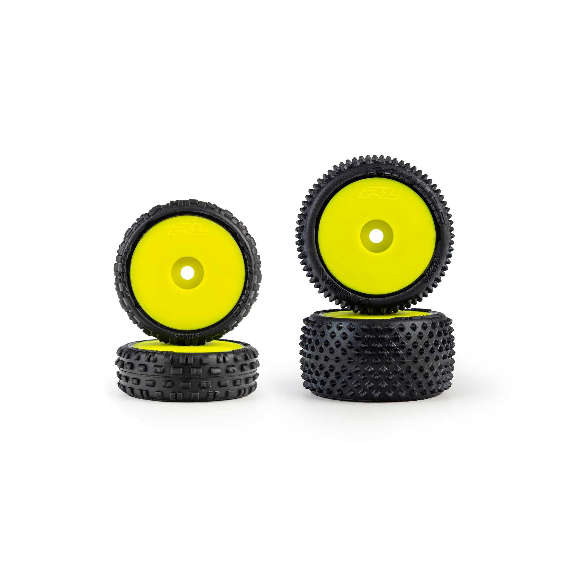 Pro-Line Racing PRO1035512 1:24 Wedge FR & Prism RR Carpet Tires Mounted, Yellow