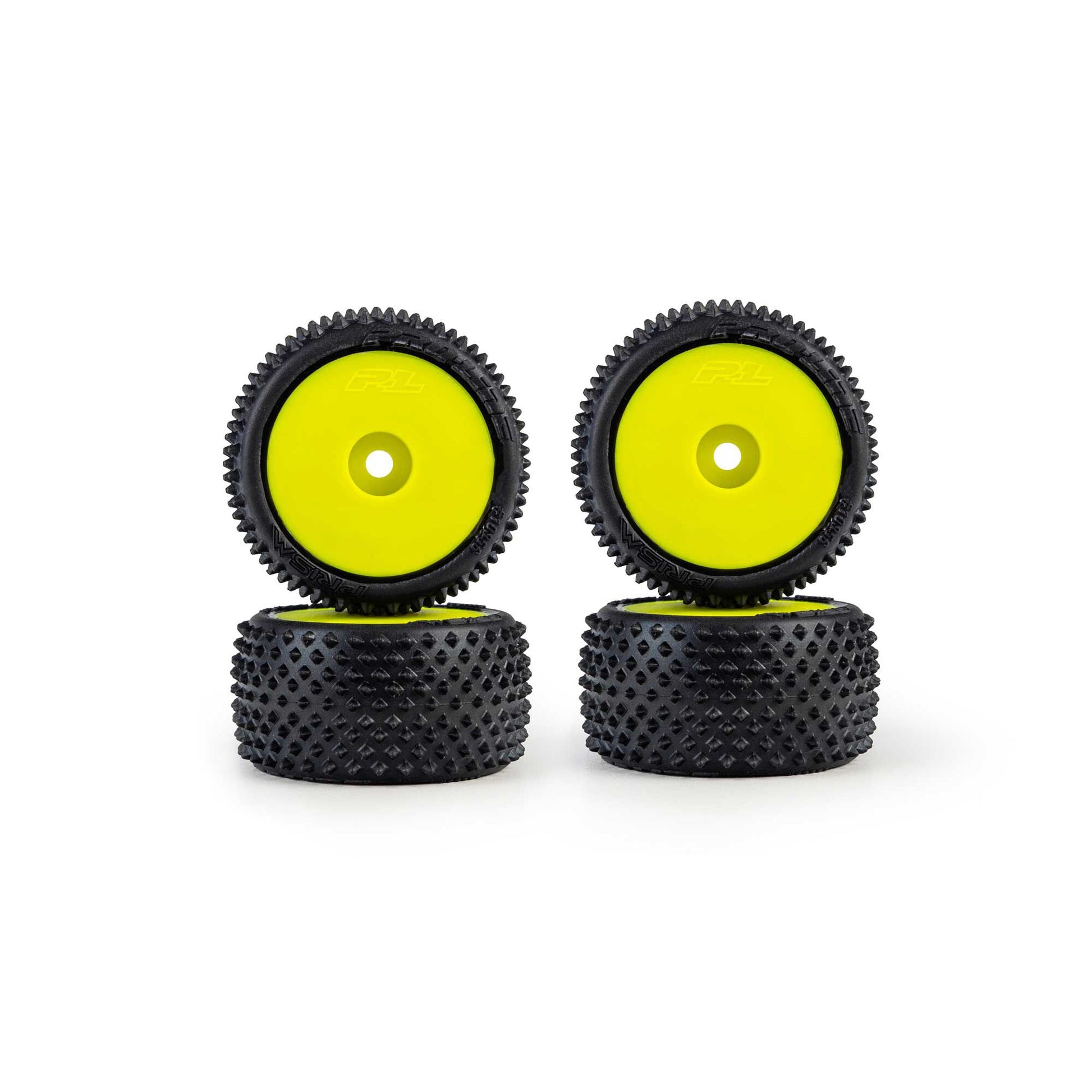 Pro-Line Racing PRO1035612 1:28 Prism Front/Rear Carpet Tire Mounted 7mm, Yellow