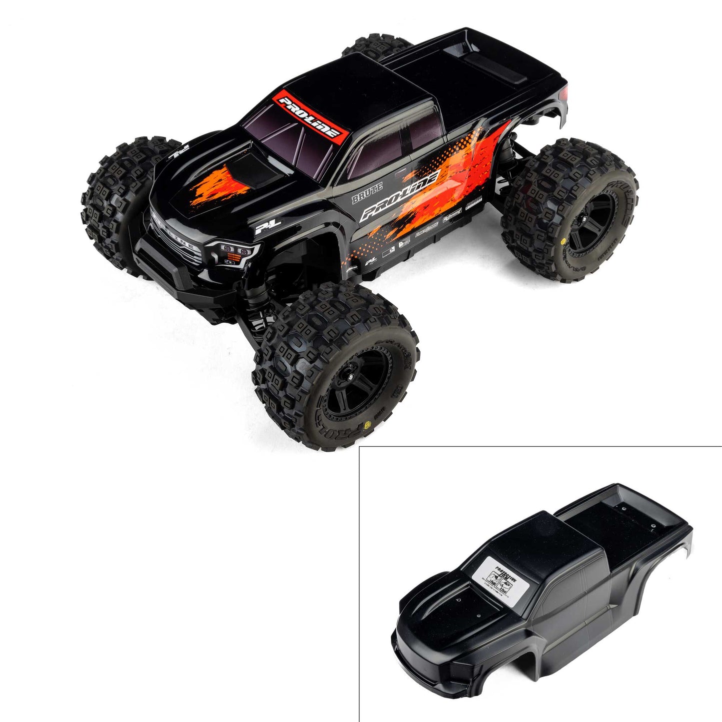 Pro-Line Racing PRO368118 1:16 Pre-Cut Truck Body Tough Color Black