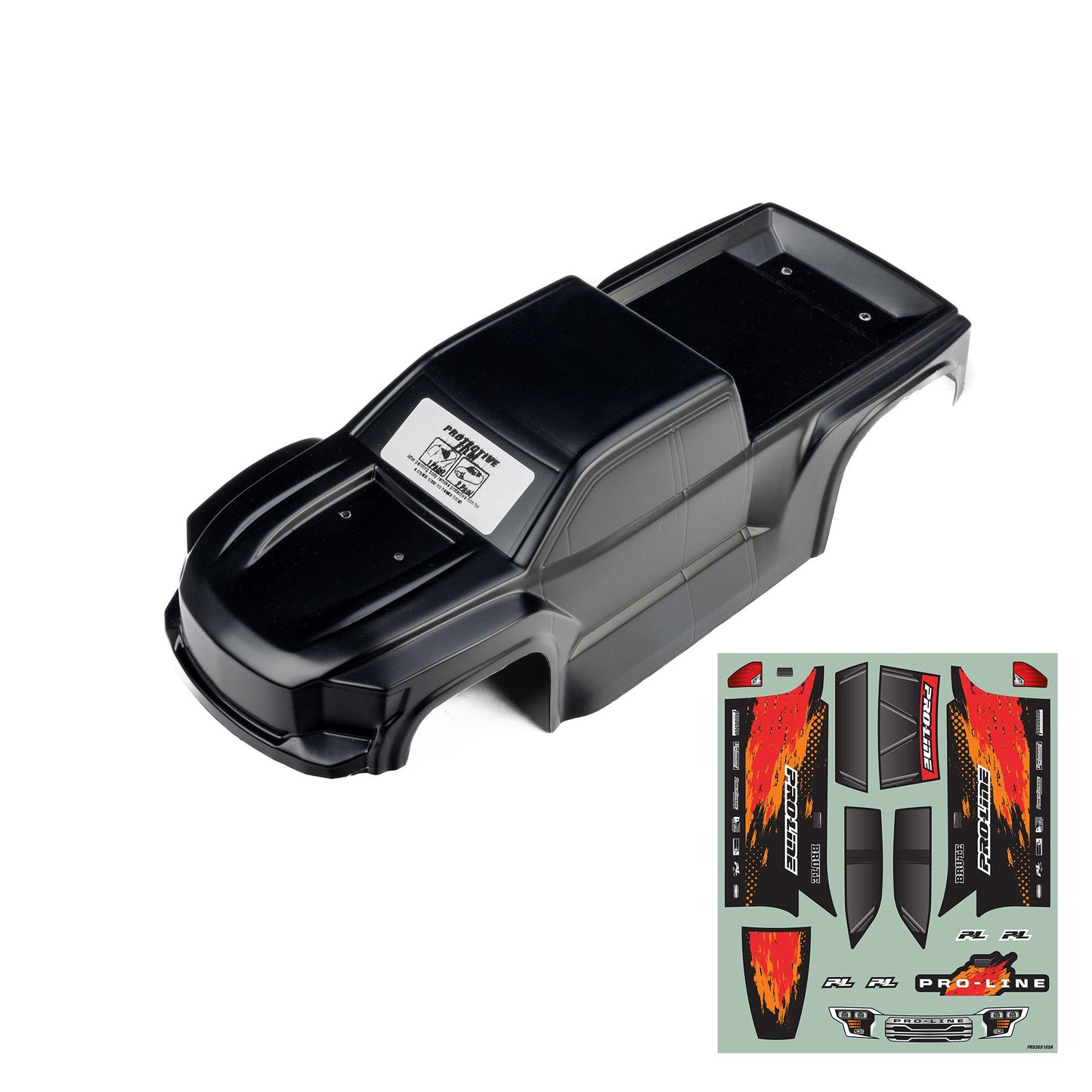 Pro-Line Racing PRO368118 1:16 Pre-Cut Truck Body Tough Color Black
