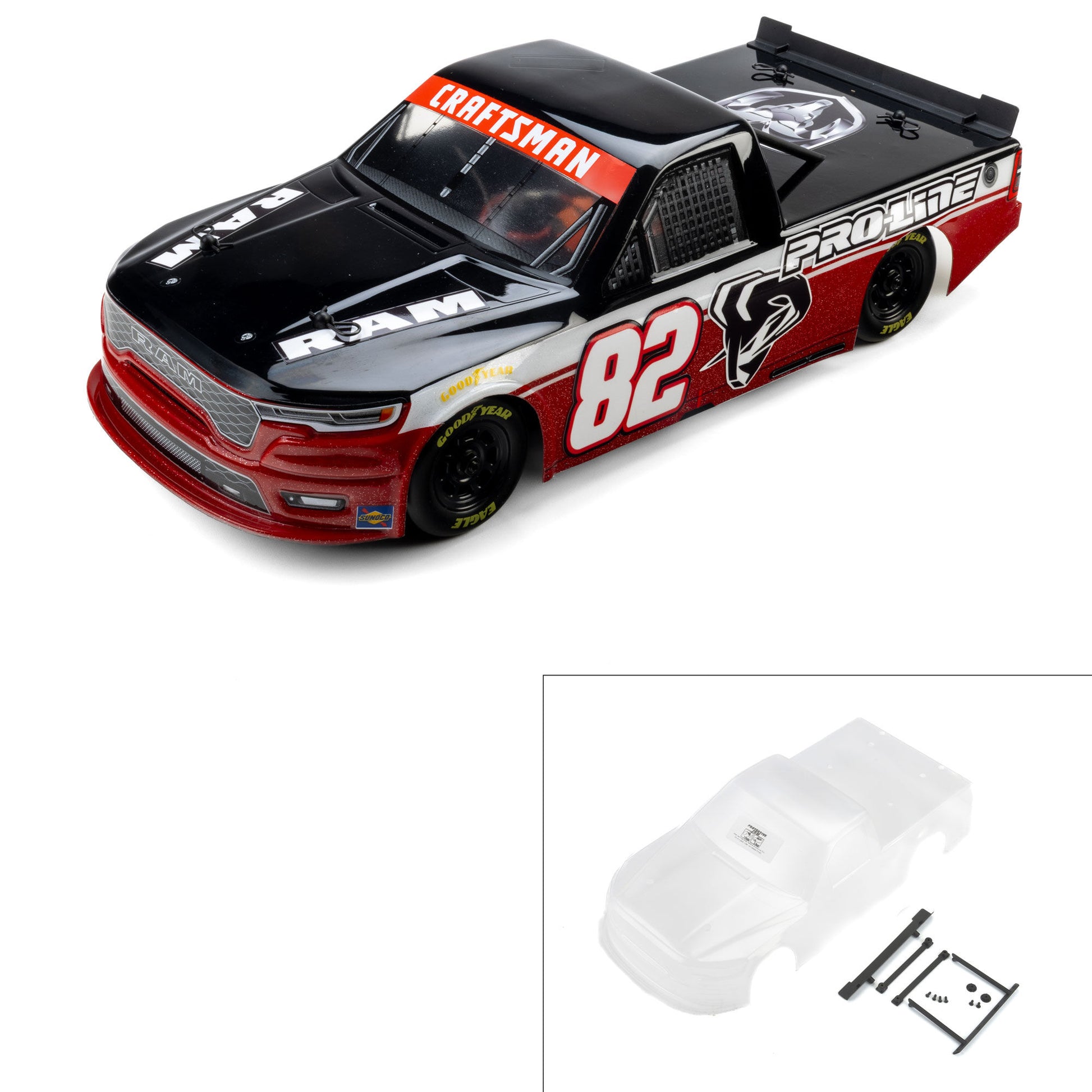 Pro-Line Racing 369917 1:12 Losi NASCAR Pre-Cut 2026 Ram 1500 Truck Clear Body