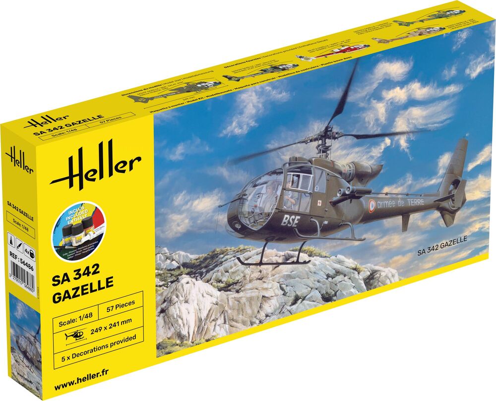 Heller 56486 1:72 SA 342 Gazelle Starter Kit
