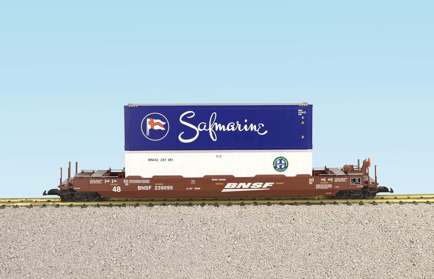 USA Trains R17138 G BNSF Speed Logo Intermodal Car with Containers #2