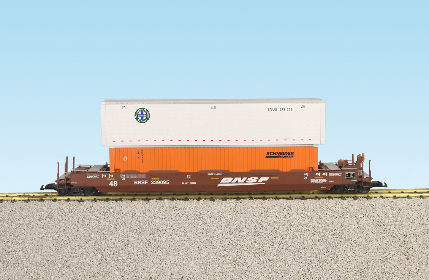 USA Trains R17139 G BNSF Speed Logo Intermodal Car with Containers #3