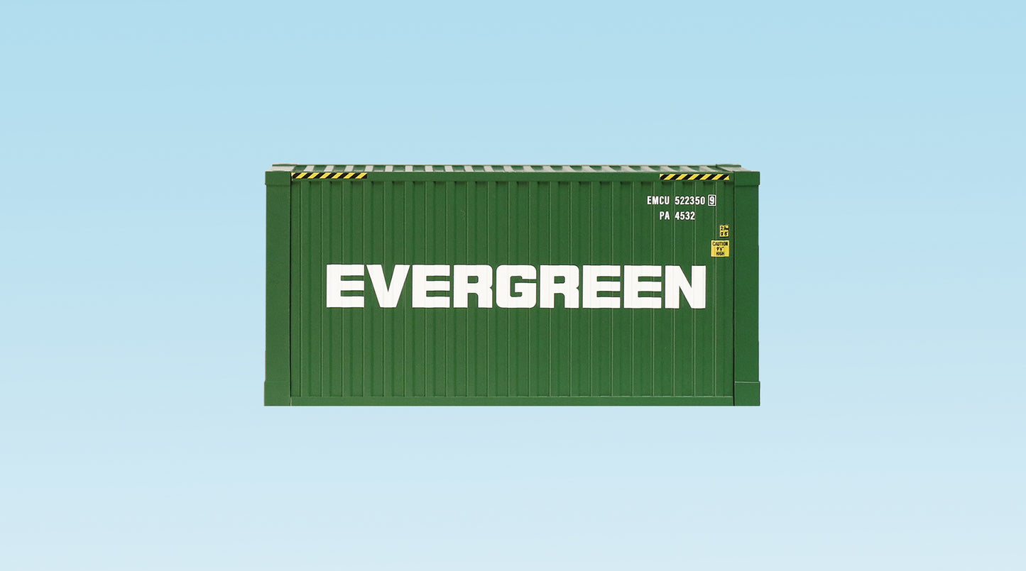 USA Trains R1722A G Evergreen 20' Container with Corrugated Sides