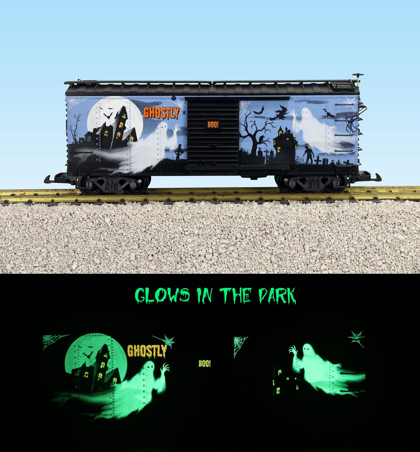 USA Trains R19150 G Ghostly Glow-in-the-Dark Halloween Boxcar