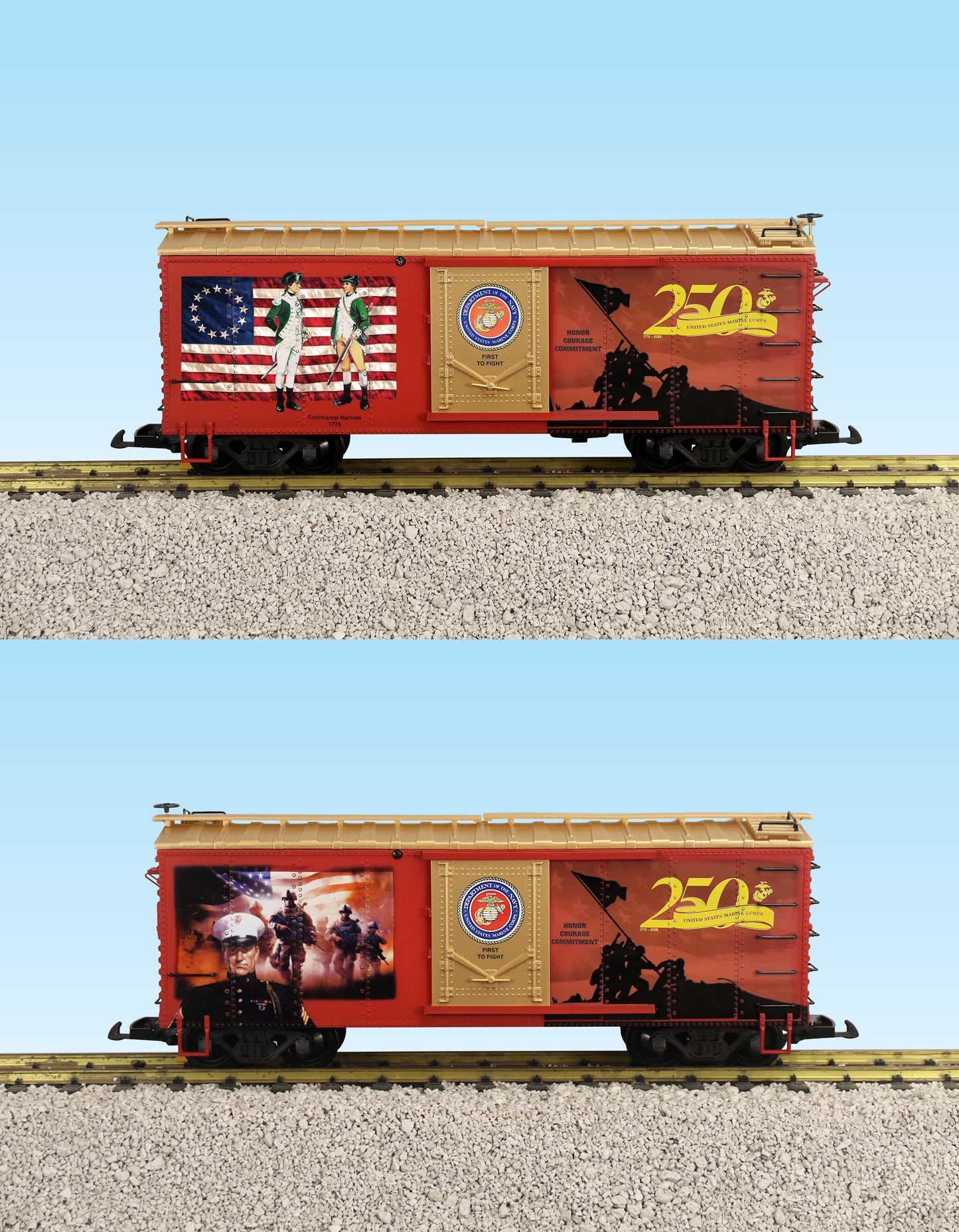 USA Trains R19162 G US USMC 250th Anniversary Boxcar - 2 Sided