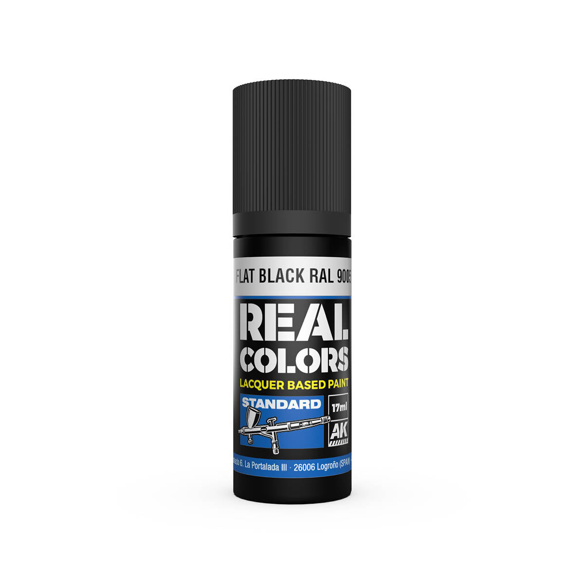 AK Interactive RC804 Real Colors Standard Flat Black - 17 ml Paint Bottle
