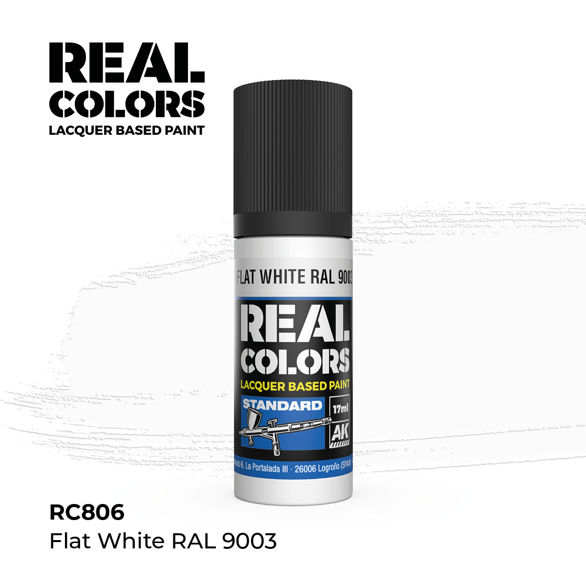 AK Interactive RC806 Real Colors Standard Flat White - 17 ml Paint Bottle