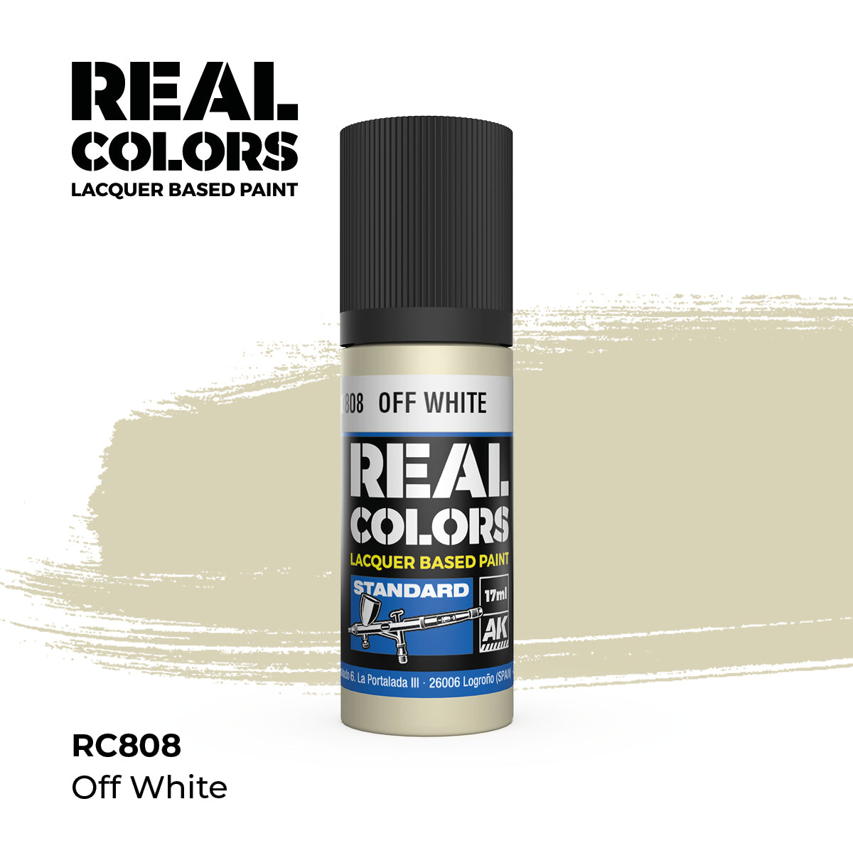 AK Interactive RC808 Real Colors Standard Off White Lacquer - 17 ml Paint Bottle