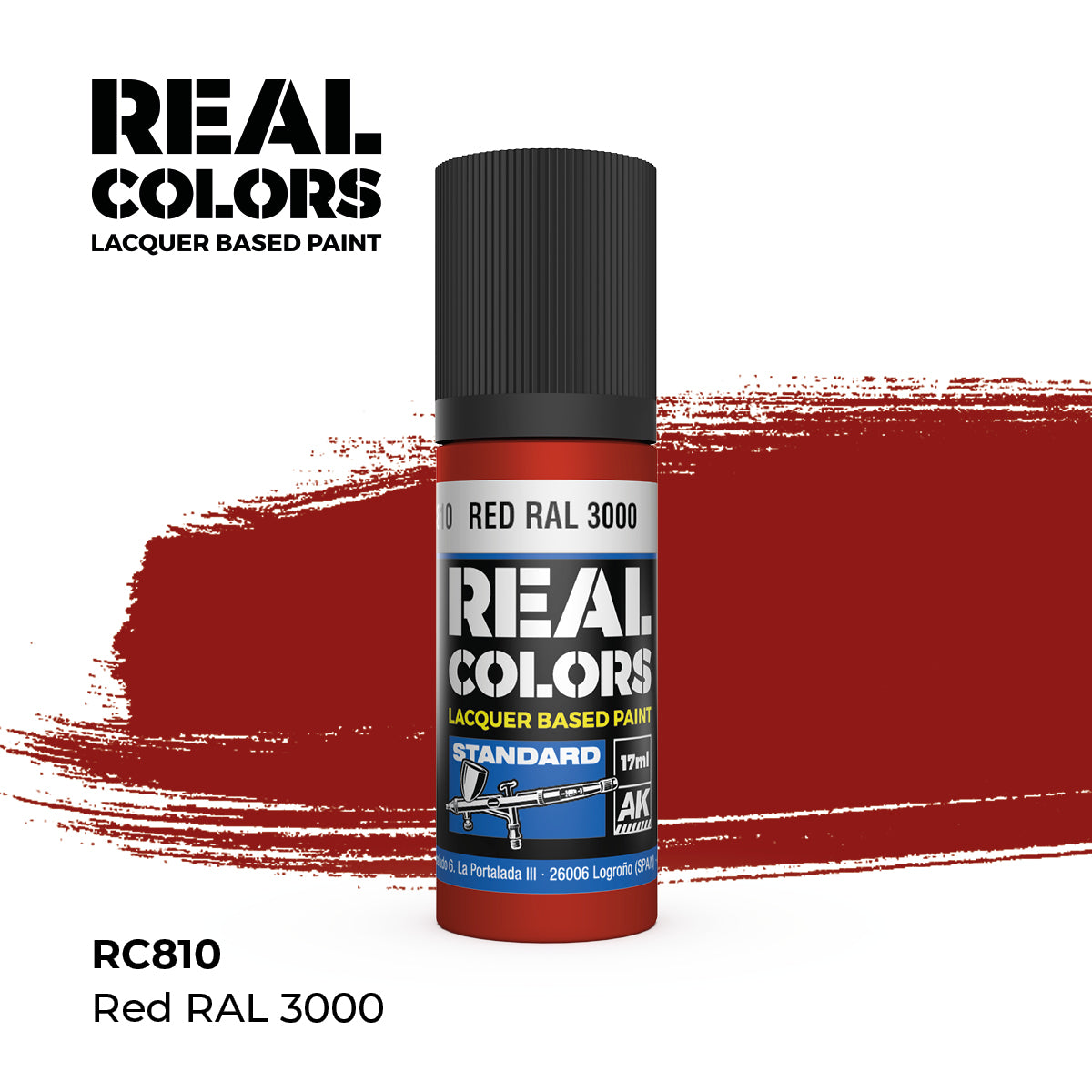 AK Interactive RC810 Real Colors Standard Red Lacquer - 17 ml Paint Bottle