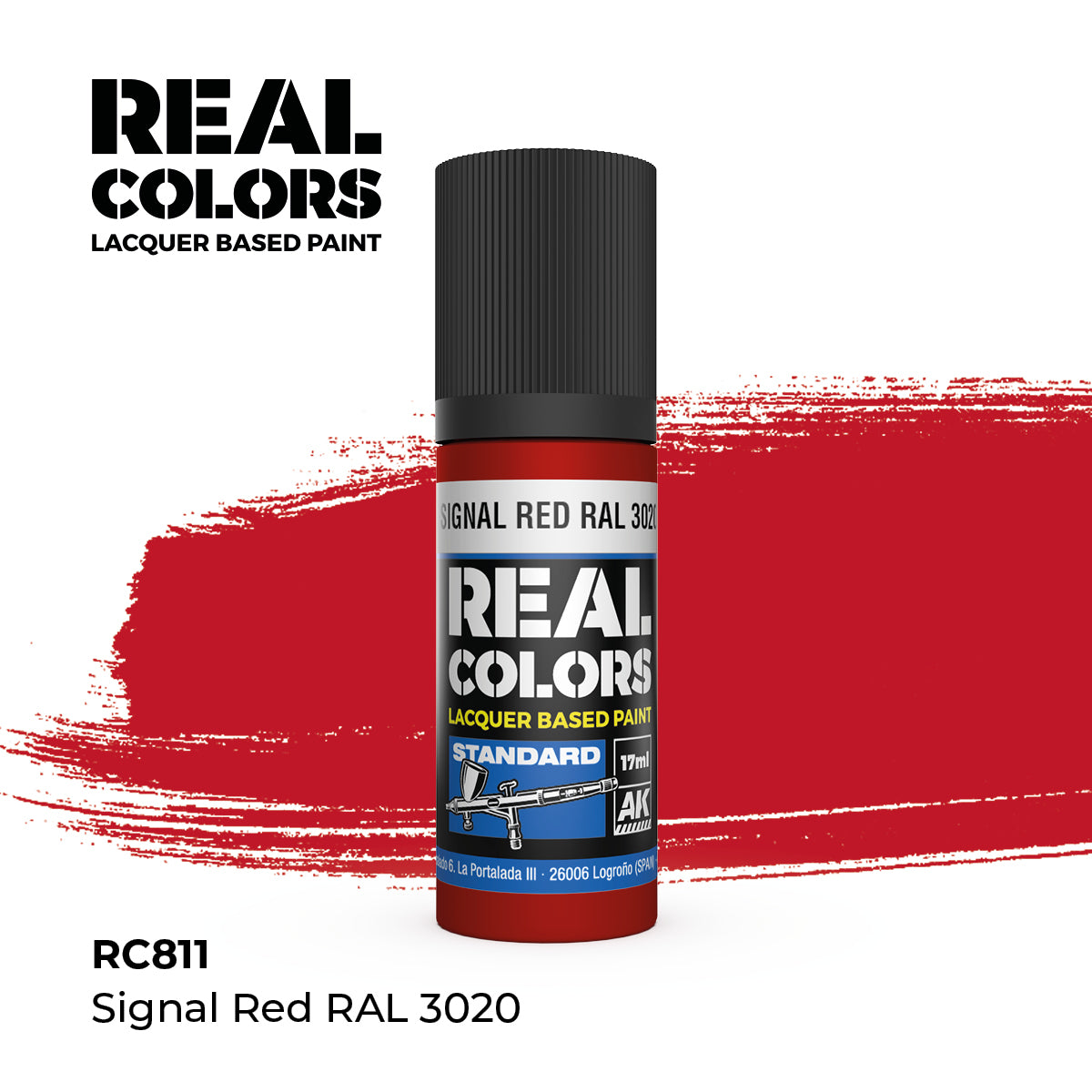 AK Interactive RC811 Real Colors Standard Signal Red - 17 ml Paint Bottle