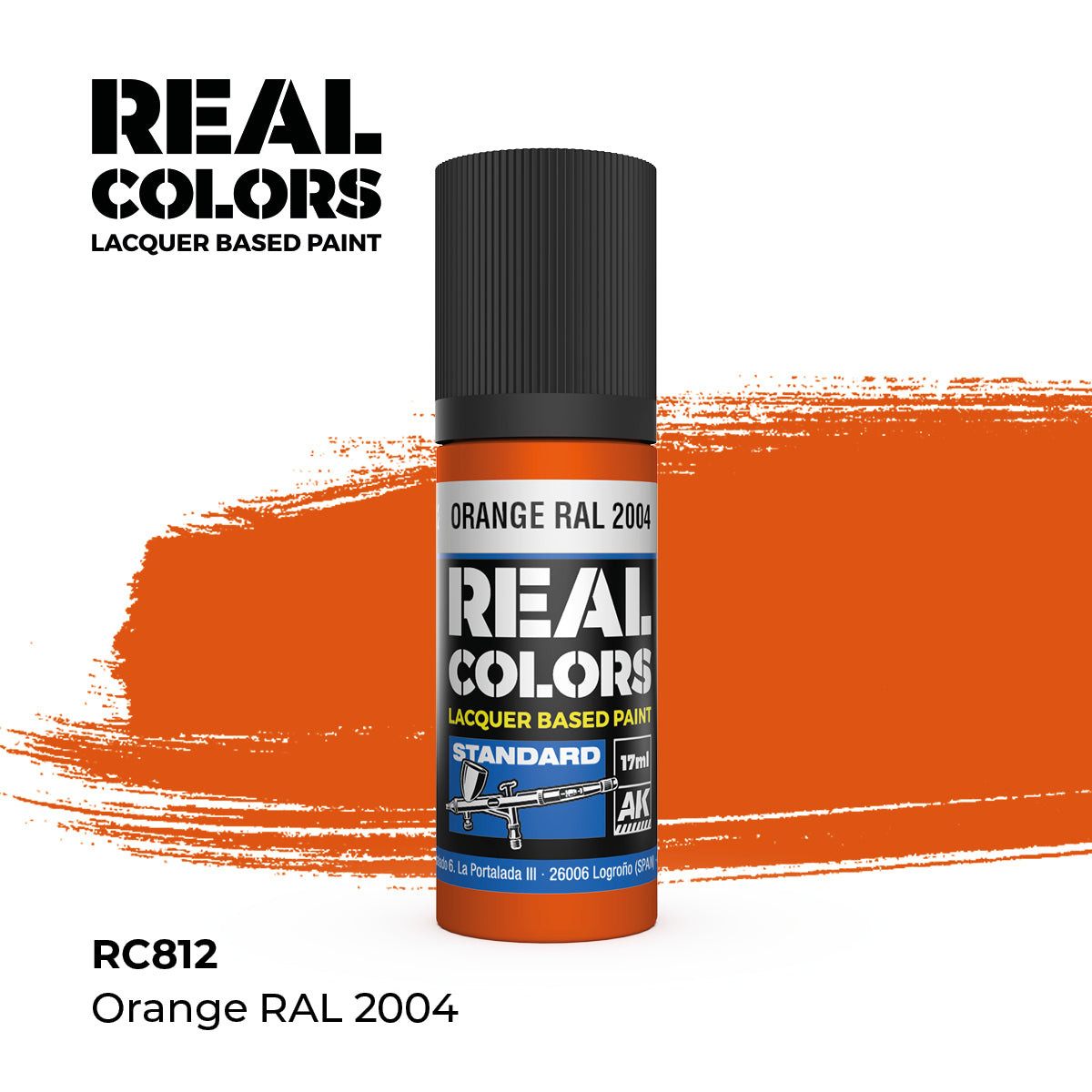 AK Interactive RC812 Real Colors Standard Orange Lacquer - 17 ml Paint Bottle
