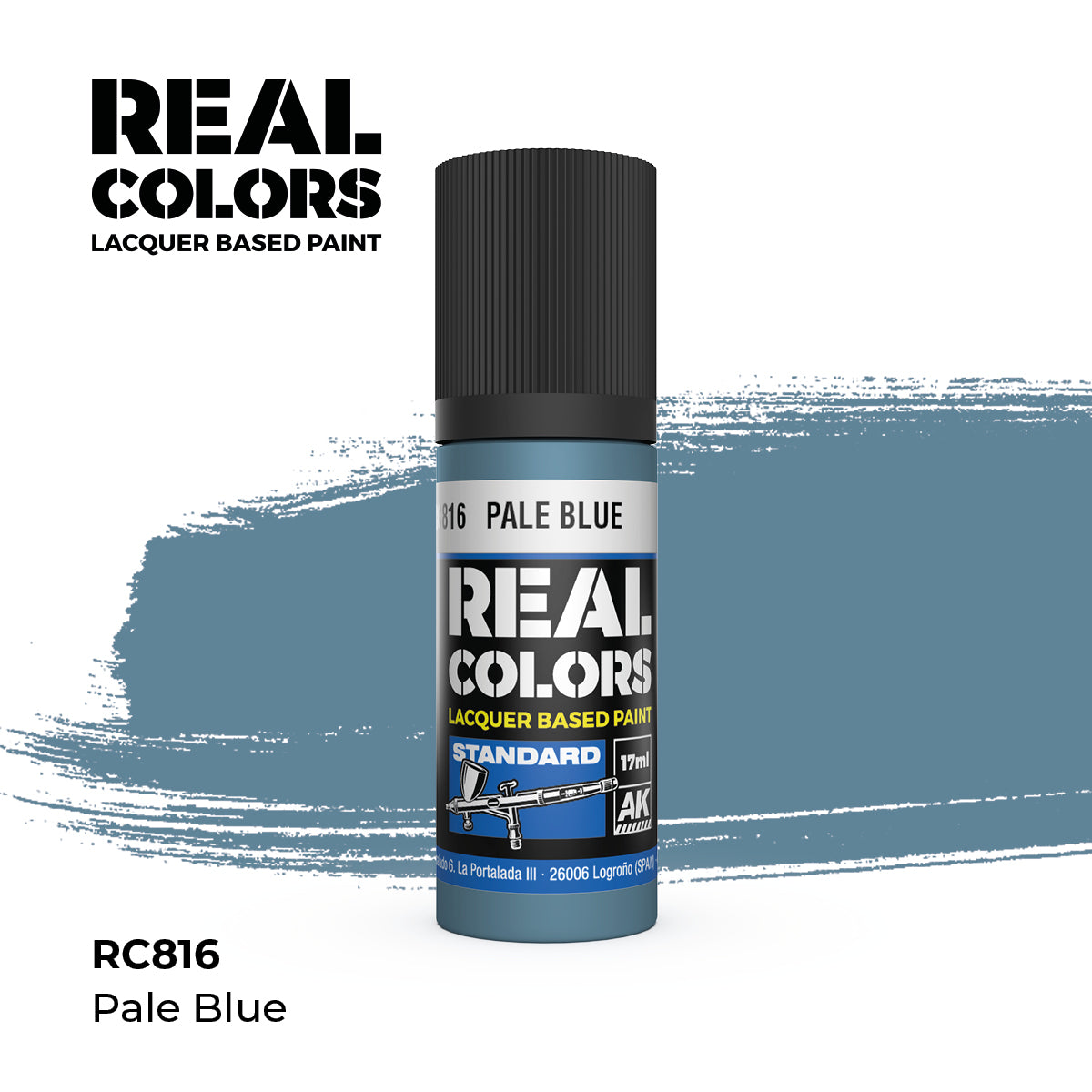 AK Interactive RC816 Real Colors Standard Pale Blue Lacquer - 17 ml Paint Bottle