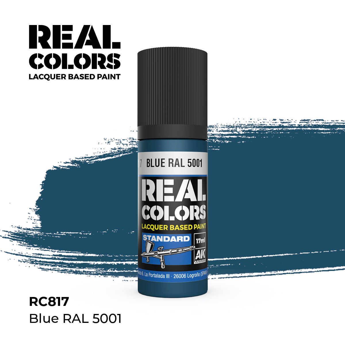 AK Interactive RC817 Real Colors Standard Blue Lacquer - 17 ml Paint Bottle