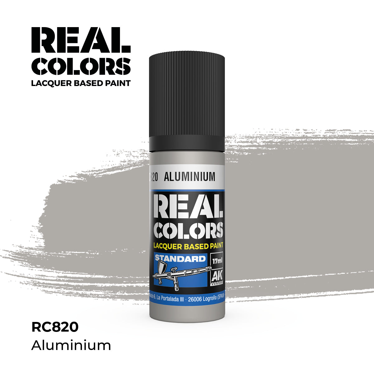 AK Interactive RC820 Real Colors Standard Aluminium Lacquer - 17 ml Paint Bottle