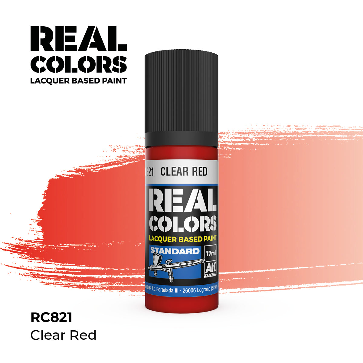 AK Interactive RC821 Real Colors Standard Clear Red Lacquer - 17 ml Paint Bottle