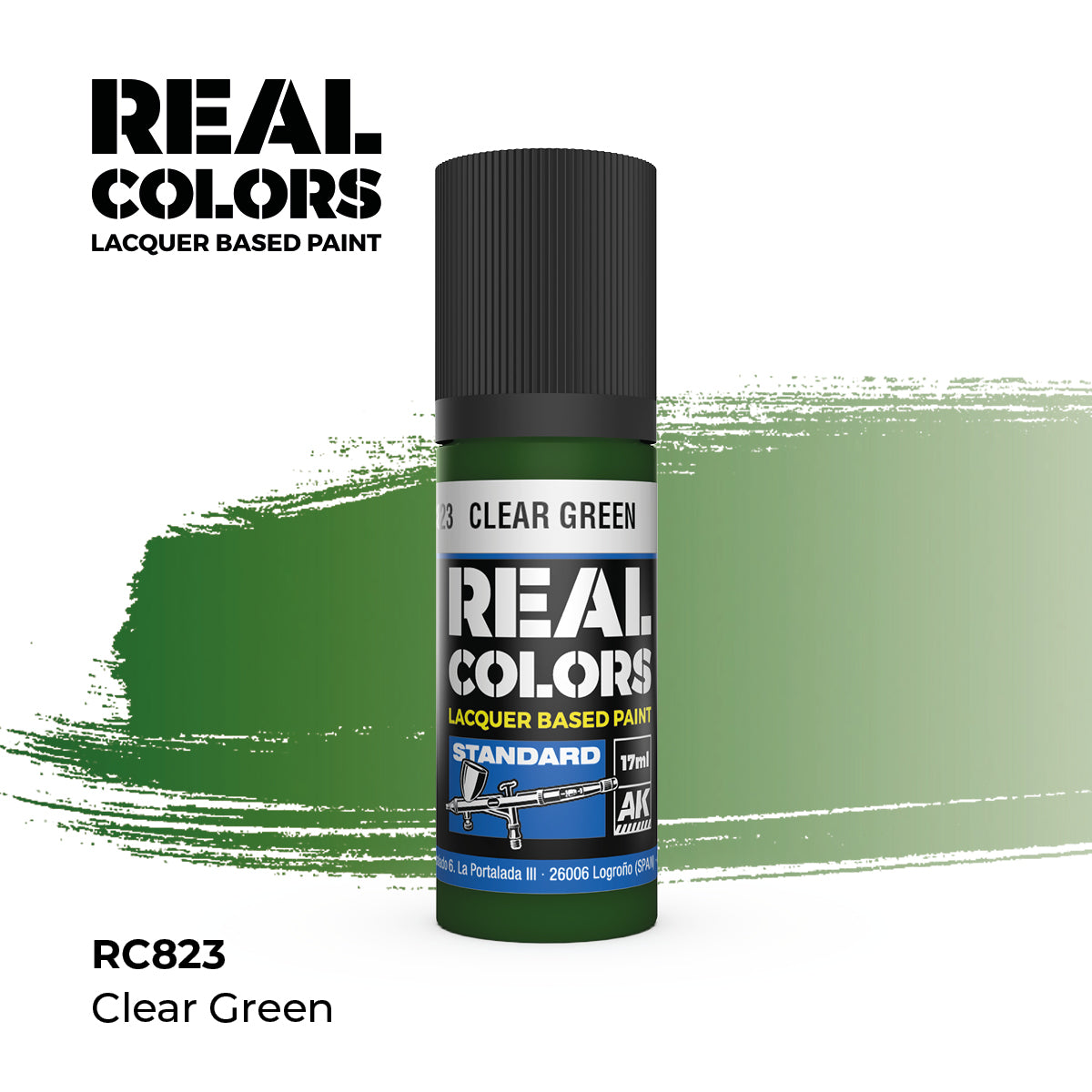 AK Interactive RC823 Real Colors Standard Clear Green - 17 ml Paint Bottle