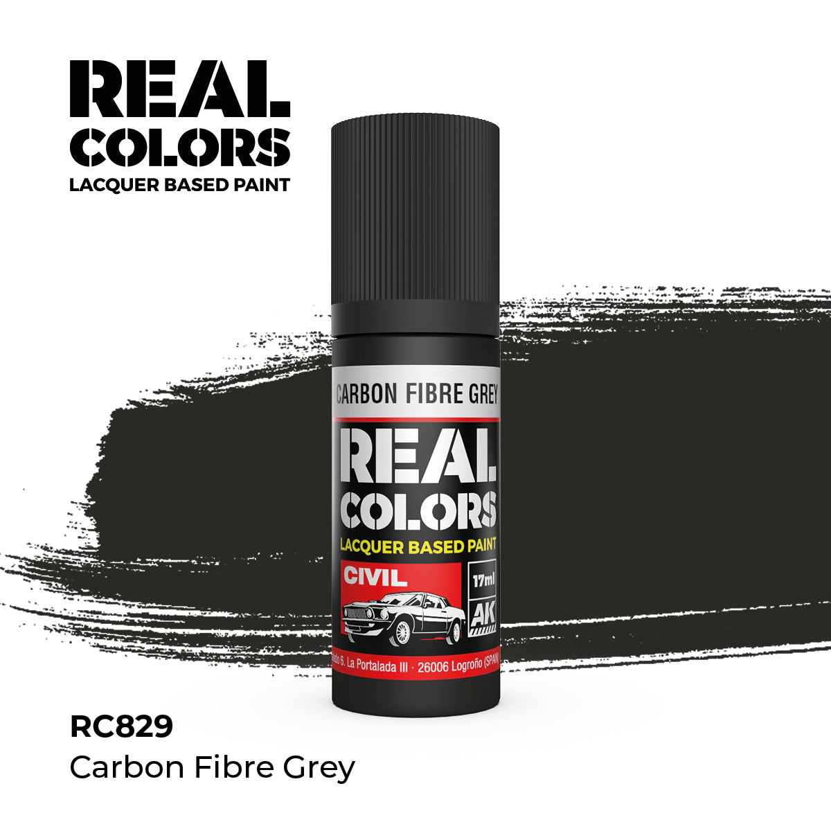 AK Interactive RC829 Real Colors Civil Carbon Fibre Grey - 17 ml Paint Bottle