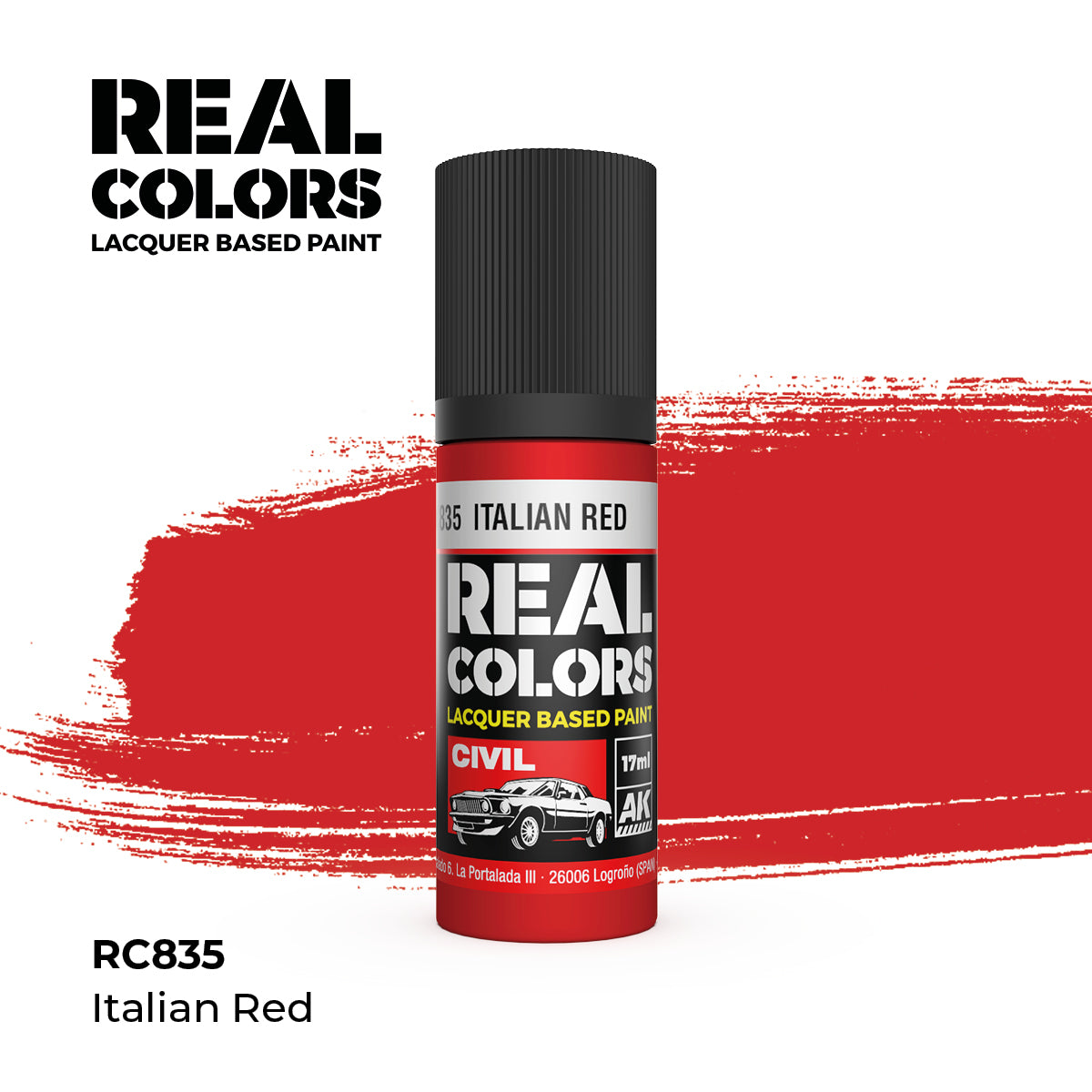 AK Interactive RC835 Real Colors Civil Italian Red Lacquer - 17 ml Paint Bottle