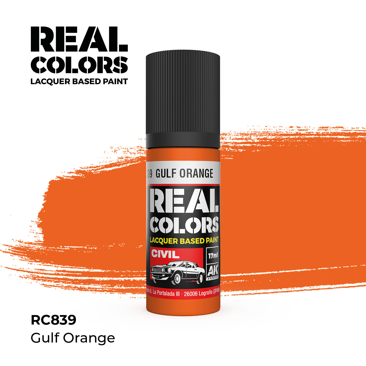 AK Interactive RC839 Real Colors Civil Gulf Orange Lacquer - 17 ml Paint Bottle