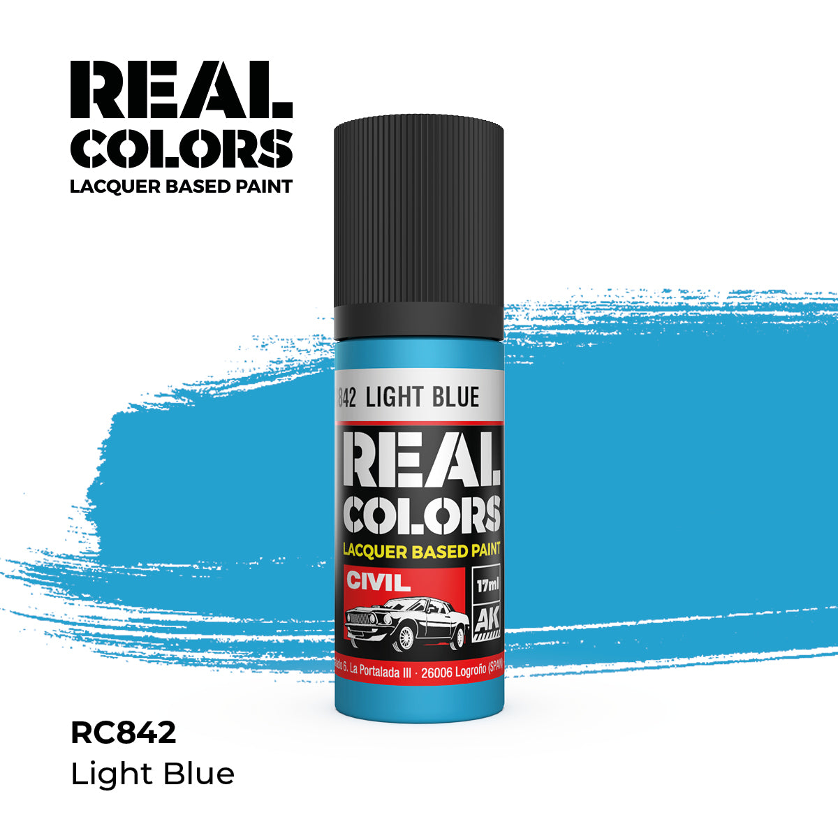 AK Interactive RC842 Real Colors Civil Light Blue Lacquer - 17 ml Paint Bottle