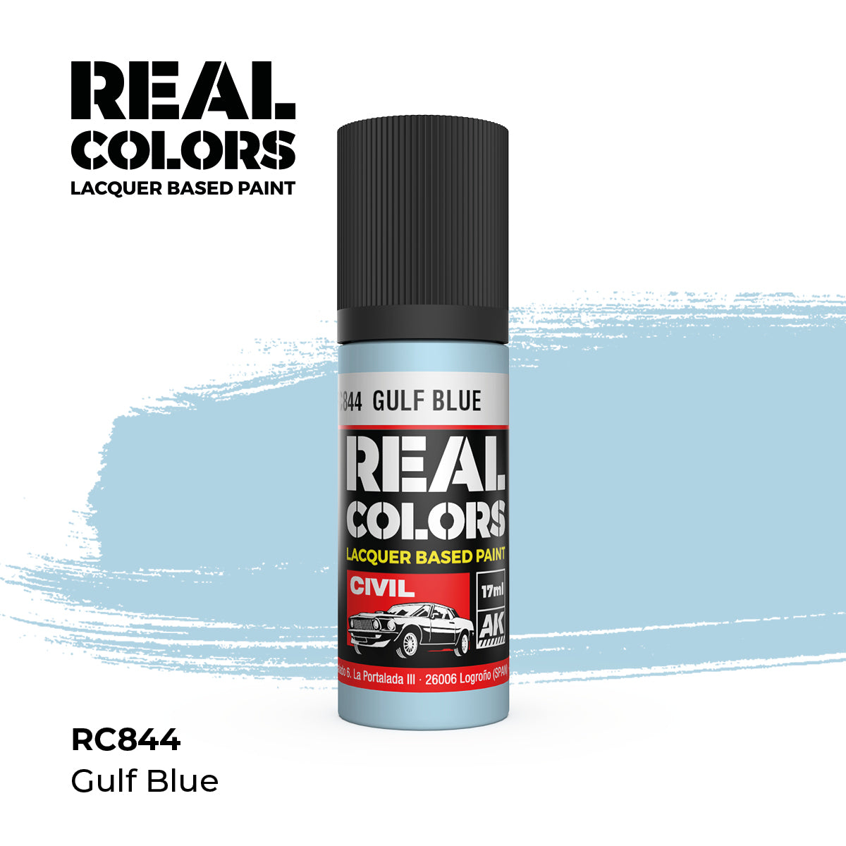 AK Interactive RC844 Real Colors Civil Gulf Blue Lacquer - 17 ml Paint Bottle