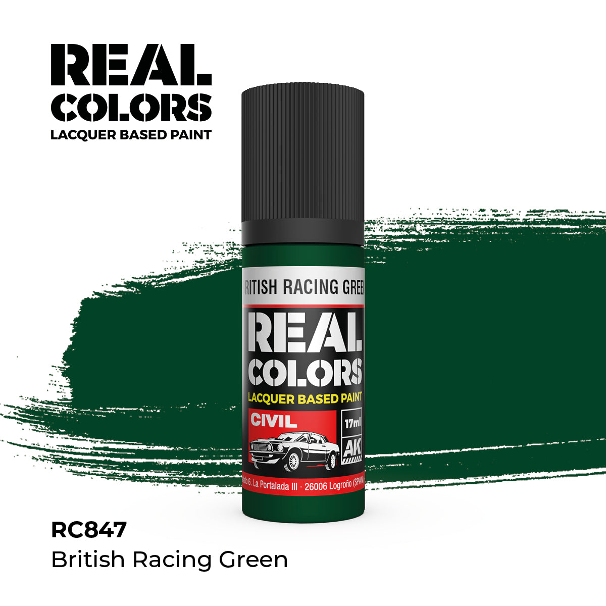 AK Interactive RC847 Real Colors Civil British Racing Green - 17 ml Paint Bottle