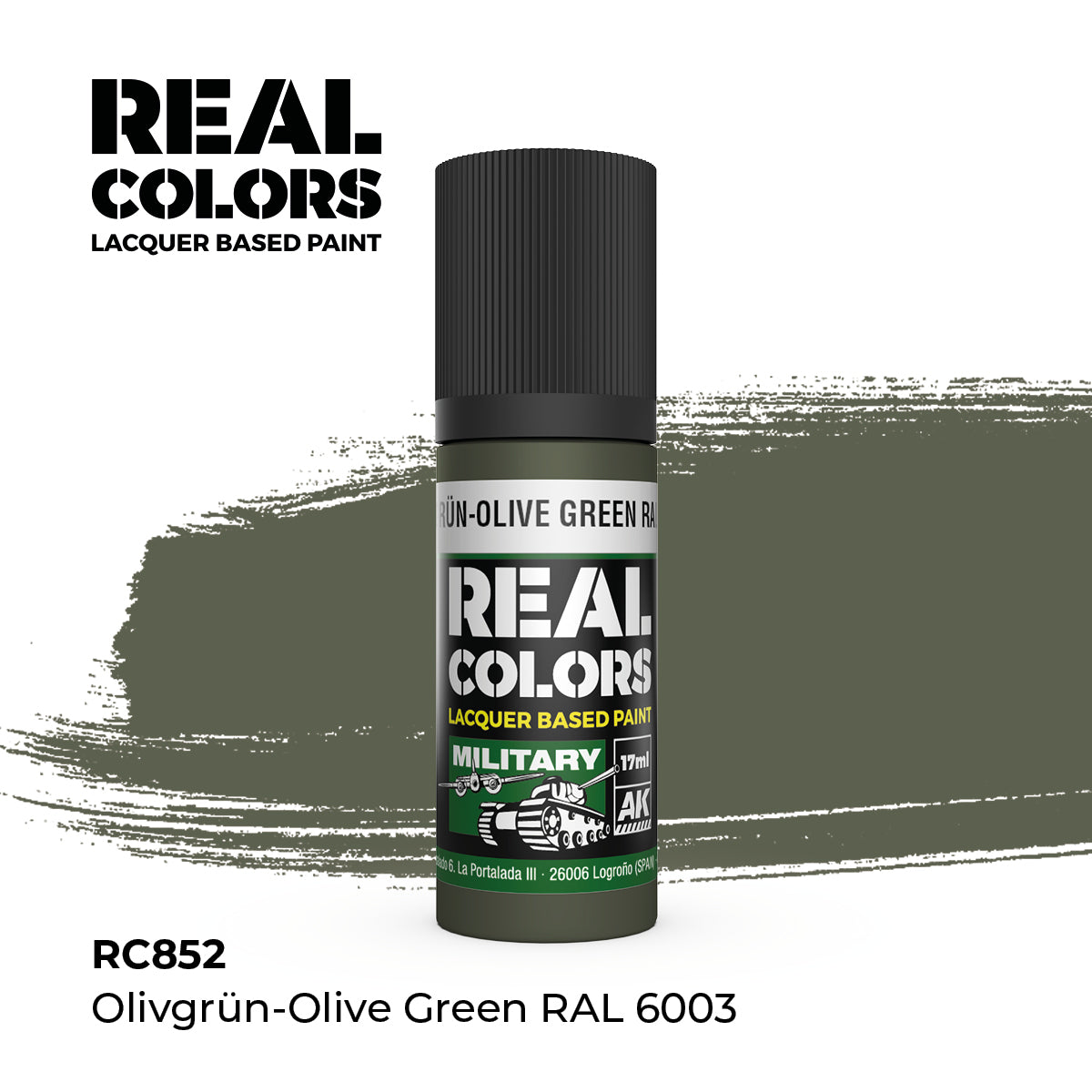 AK Interactive RC852 Real Colors Military Olive Green - 17 ml Paint Bottle