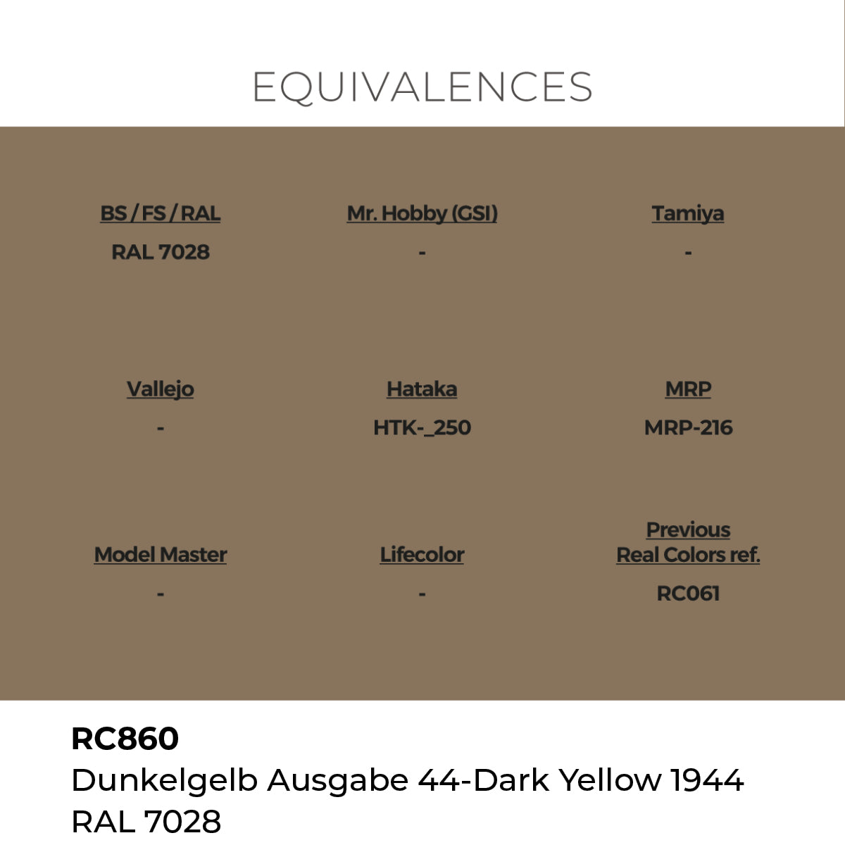 AK Interactive RC860 Real Colors Military Dark Yellow 1944 - 17 ml Paint Bottle