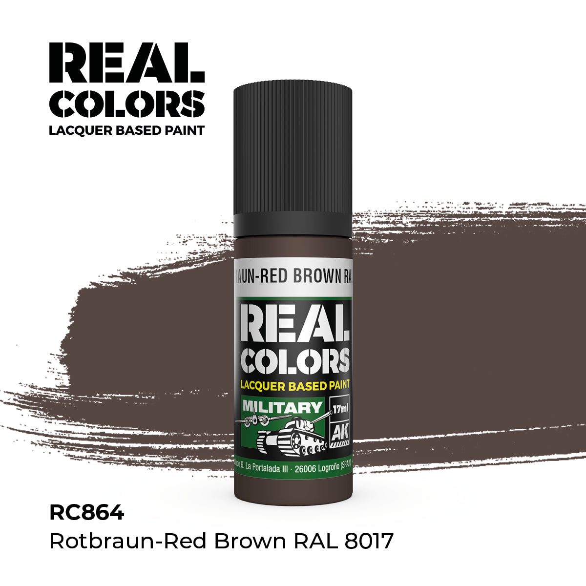 AK Interactive RC864 Real Colors Military RAL 8017 Lacquer - 17 ml Paint Bottle