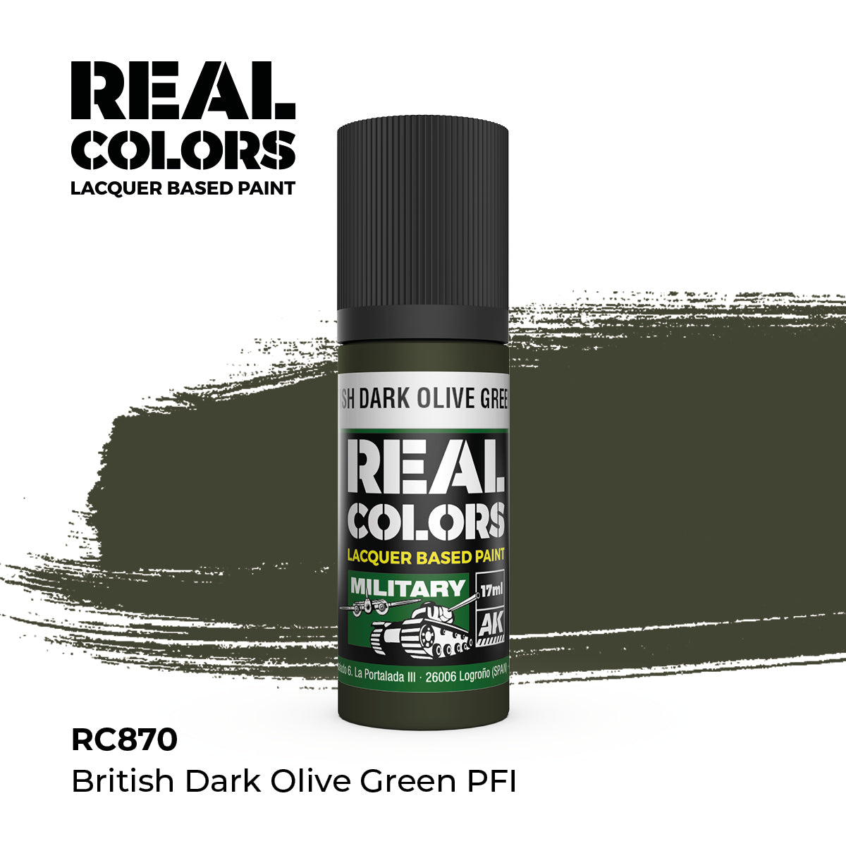 AK Interactive RC870 Real Colors British Dark Olive Green PFI - 17 ml Bottle