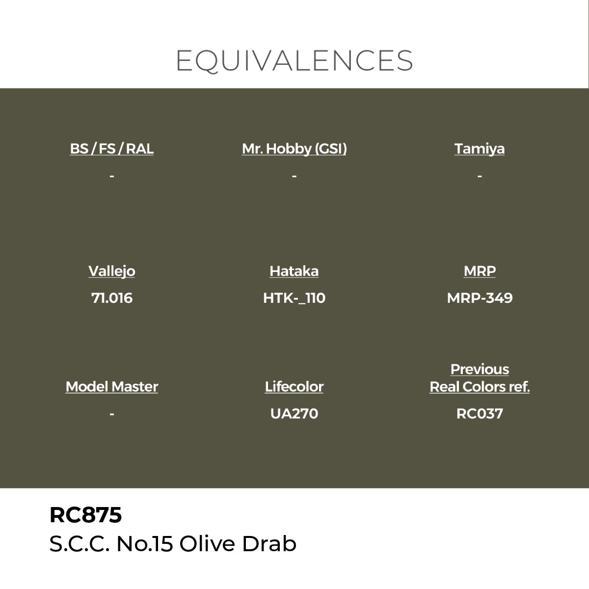 AK Interactive RC875 Real Colors Military S.C.C. No.15 Olive Drab - 17 ml Bottle