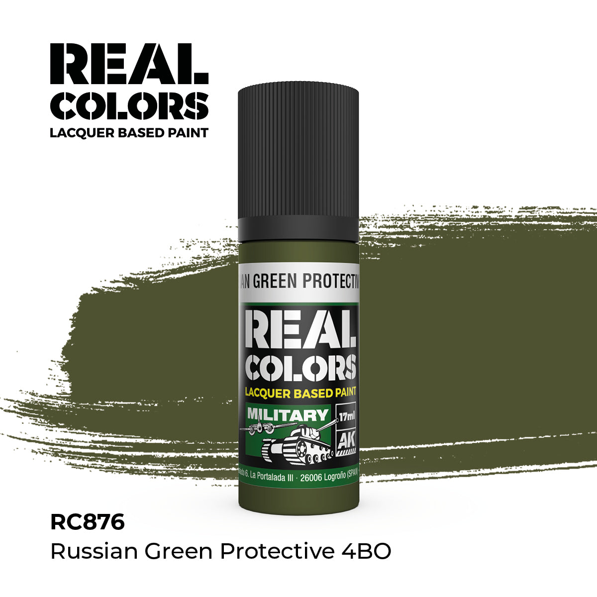 AK Interactive RC876 Real Colors Russian Green Protective 4BO - 17 ml Bottle