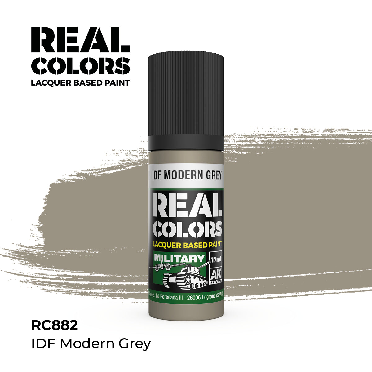 AK Interactive RC882 Real Colors Military IDF Modern Grey - 17 ml Paint Bottle