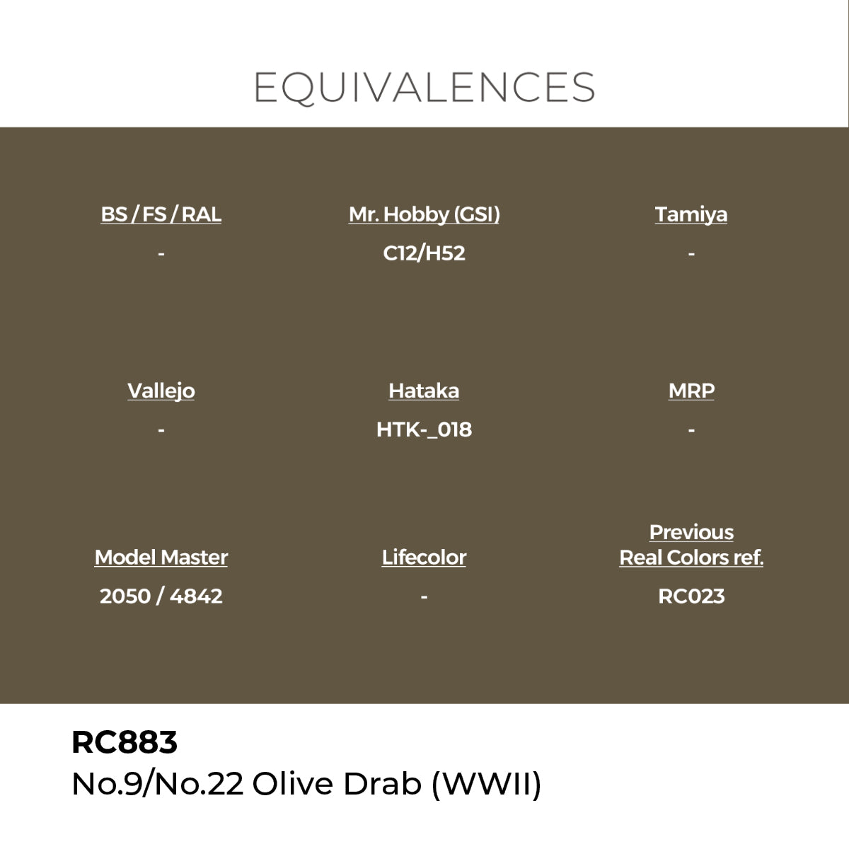 AK Interactive RC883 Real Colors Military No.9/No.22 Olive Drab - 17 ml Bottle