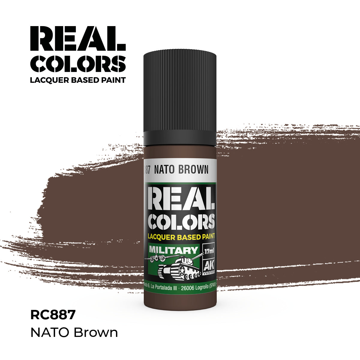 AK Interactive RC887 Real Colors Military NATO Brown - 17 ml Paint Bottle