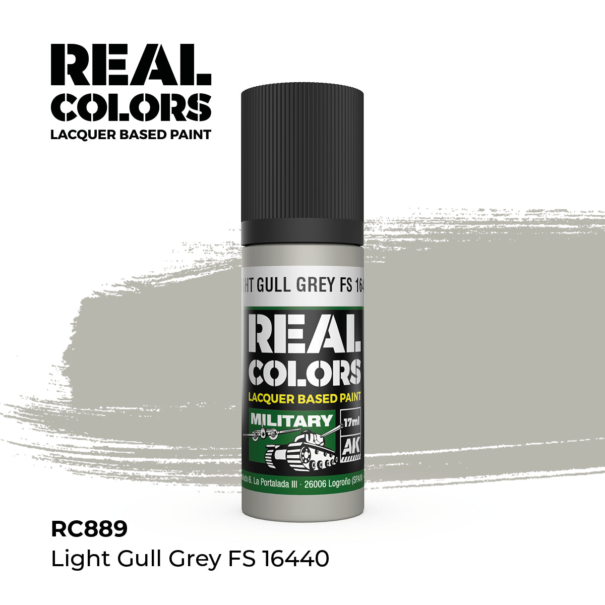 AK Interactive RC889 Real Colors Military Light Gull Grey - 17 ml Paint Bottle
