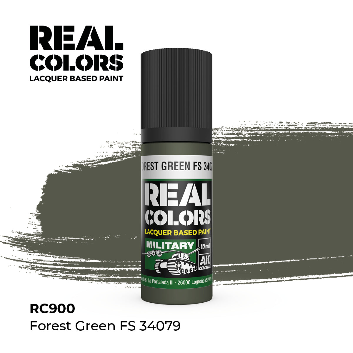 AK Interactive RC900 Real Colors Military Forest Green - 17 ml Paint Bottle