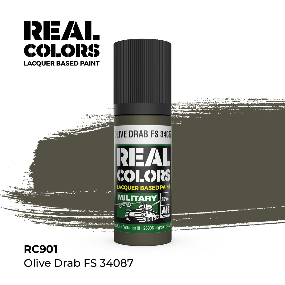 AK Interactive RC901 Real Colors Military Olive Drab - 17 ml Paint Bottle