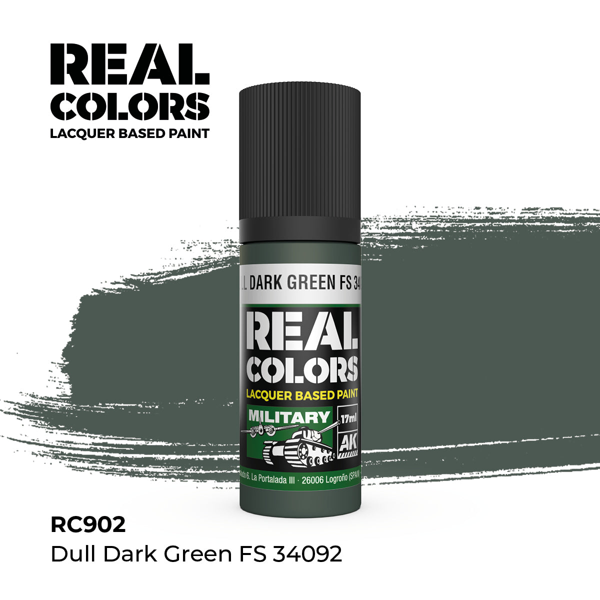 AK Interactive RC902 Real Colors Military Dull Dark Green - 17 ml Paint Bottle