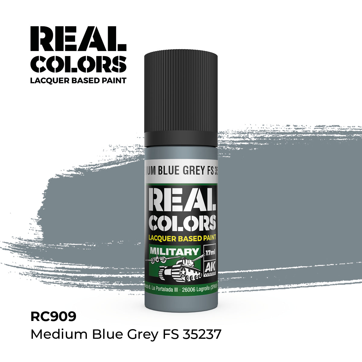 AK Interactive RC909 Real Colors Military Medium Blue Grey - 17 ml Paint Bottle