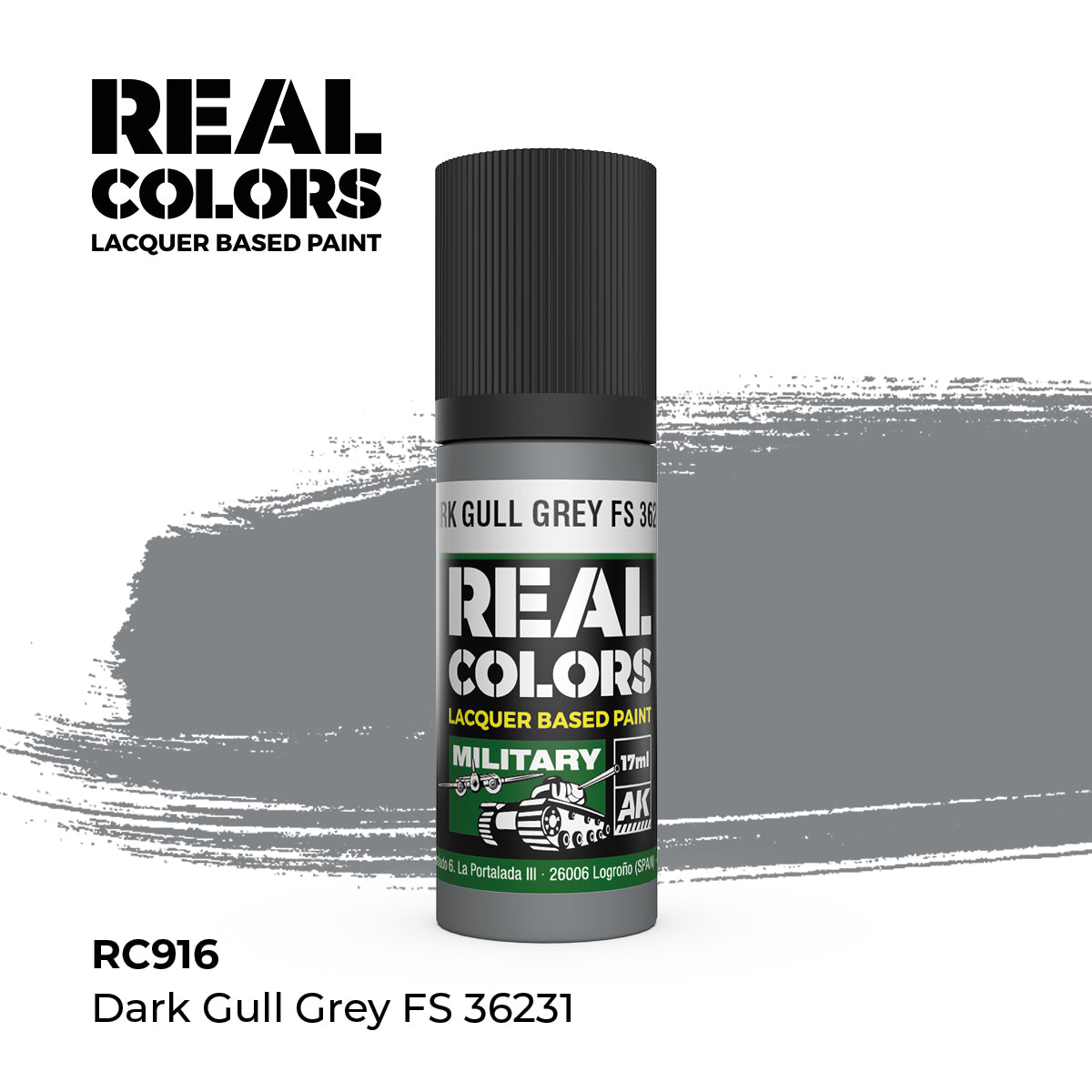 AK Interactive RC916 Real Colors Military Dark Gull Grey - 17 ml Paint Bottle