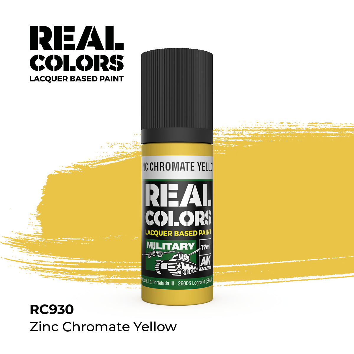 AK Interactive RC930 Real Colors Military Zinc Chromate Yellow - 17 ml Bottle