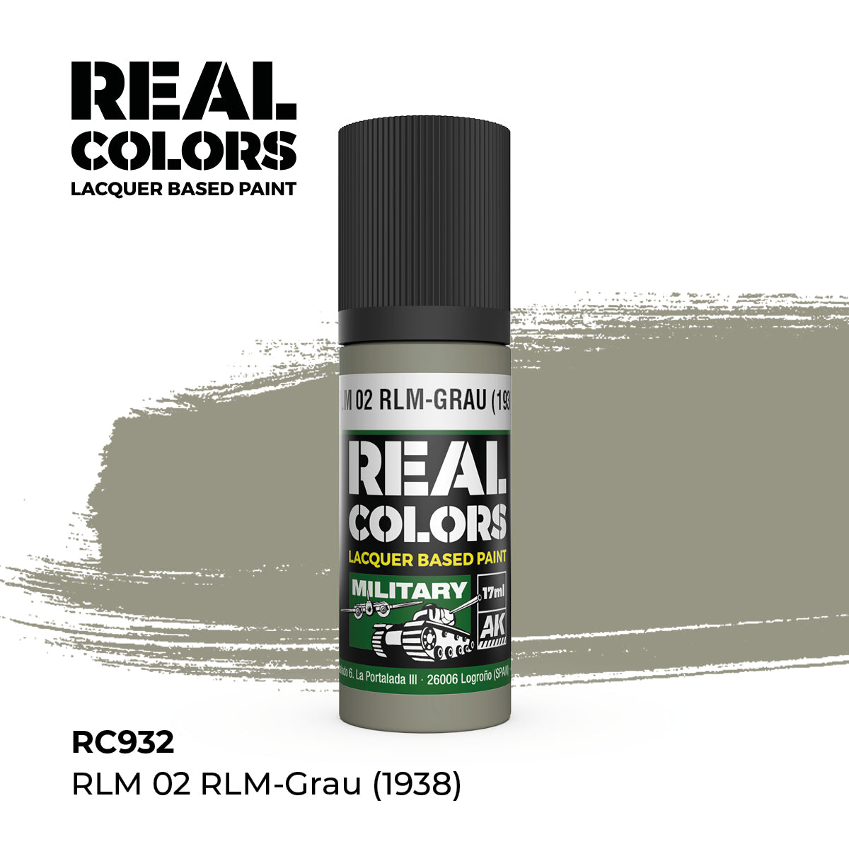 AK Interactive RC932 Real Colors Military RLM 02 RLM-Grau (1938) - 17 ml Bottle