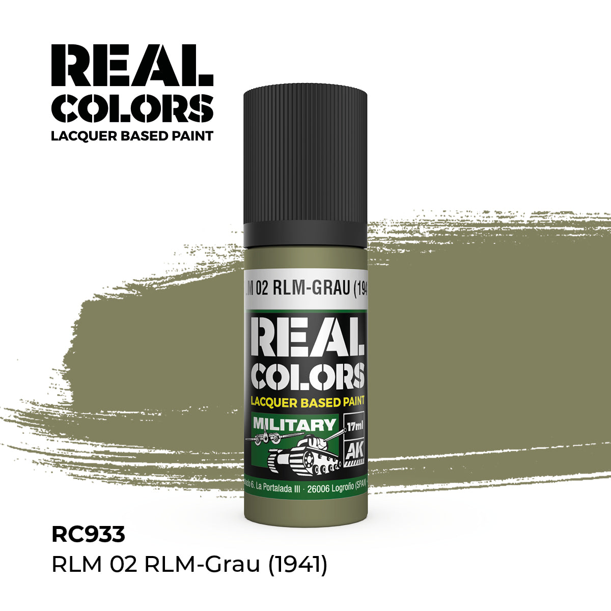 AK Interactive RC933 Real Colors Military RLM 02 RLM-Grau (1941) - 17 ml Bottle