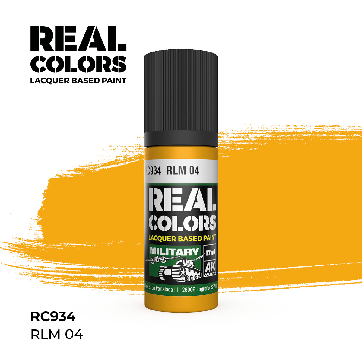 AK Interactive RC934 Real Colors Military RLM 04 Lacquer - 17 ml Paint Bottle